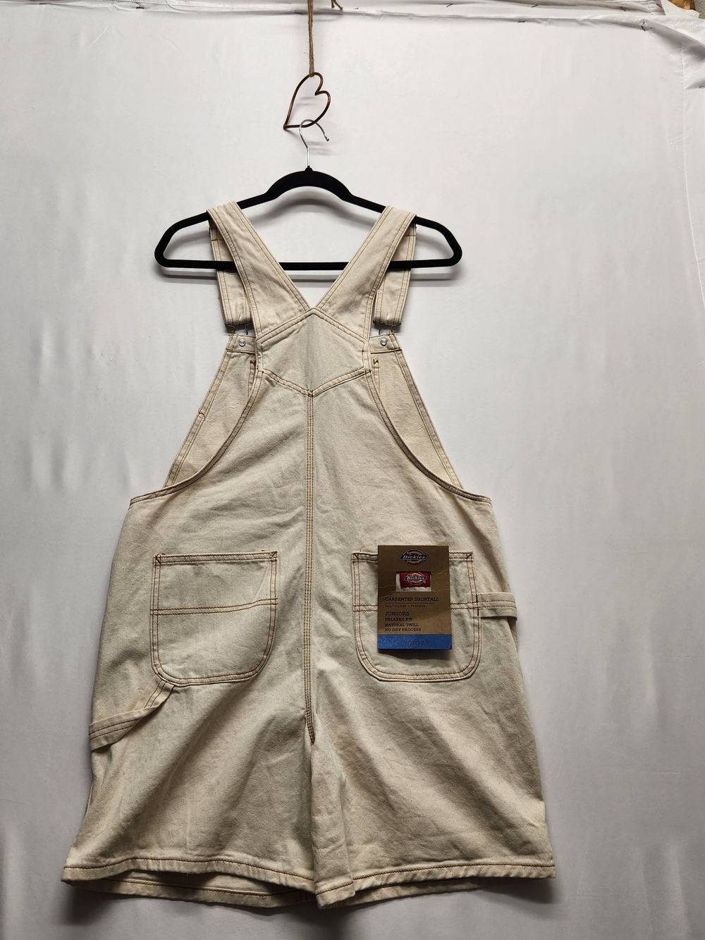 ⭐️NWT Dickies Bib Carpenter Shortalls Utility Cream Juniors Large Women Sm/Med - Picture 10 of 12